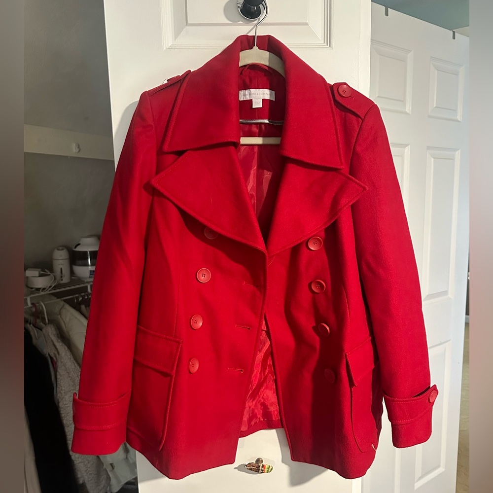 Red short peacoat, excellent condition